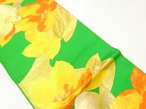 アンティーク　草花模様織出し袋帯（材料）